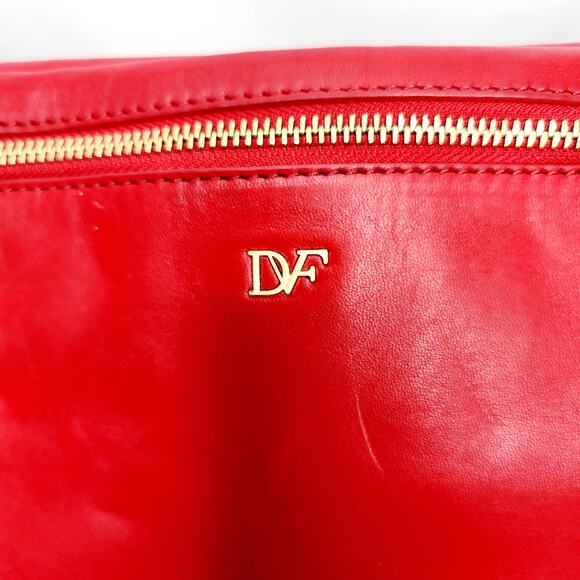 Diane Von Furstenberg Red Leather New Harper Charlotte Shoulder Bag - Picture 9 of 16